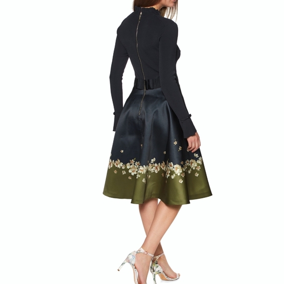 🍒NWT🍒 TED BAKER NAVY FULL SKIRTED DRESS - Picture 9 of 15